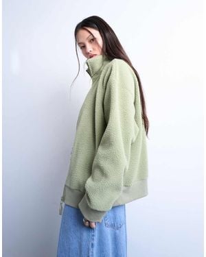 TOPSHOP Borg Funnel Zip Through - Green