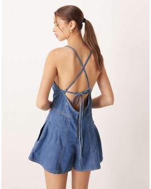 Free People Nostalgia Denim Playsuit - Blue