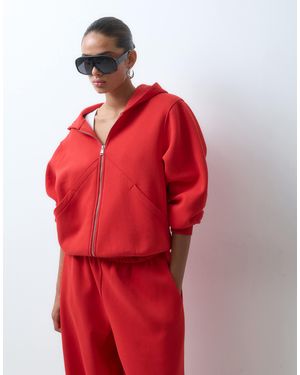 ASOS Langärmliger hoodie mit reißverschluss vorn als kombiteil - Rot