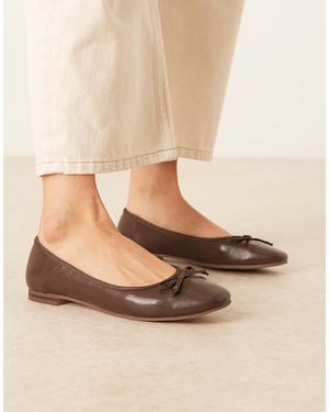 Asos Design Wide Fit – lullaby – ballerinas - Natur
