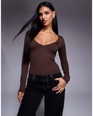 ASOS Polyamide Slinky Deep V Neck Top - Black