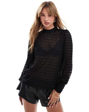 Jdy Long Sleeve Lace Top - Black