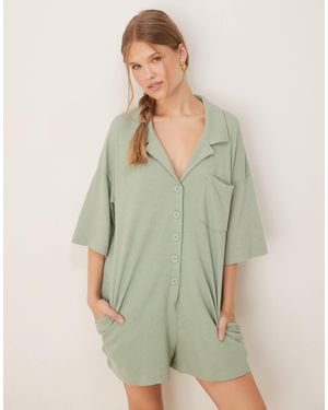 ASOS – t-shirt-playsuit aus frottee - Grün