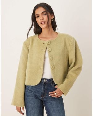 Vrg Grl Structured Shoulder Cropped Jacket - Natural