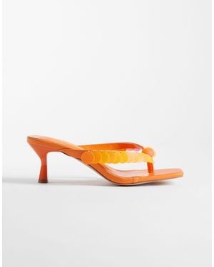 SIMMI Simmi London Dixy Kitten Heel Toe Thong Sandals With Sequins - Orange