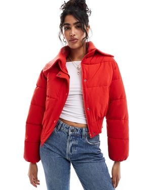 Cotton On Cotton On Puffer Jacket With Knitted Collar - Red