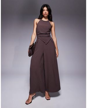 ASOS Combinaison dos nu avec détail superposé asymétrique - chocolat - Violet