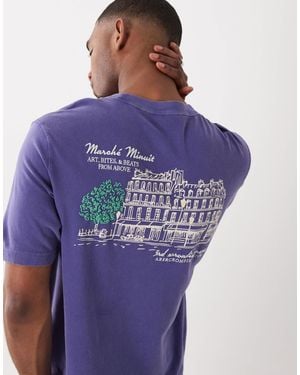 Abercrombie & Fitch T-shirt à imprimé hotel au dos - Bleu