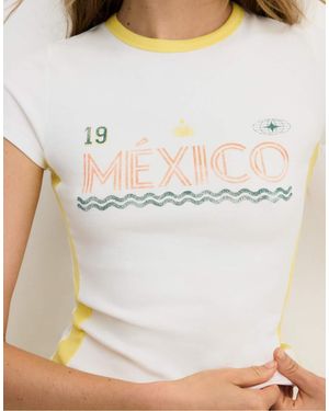 Stradivarius Contrast Neck T-shirt With Slogan - White