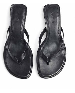 NA-KD Leather Flip Flop Heels - Blue