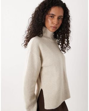 Vila Strickpullover mit stehkragen - Natur