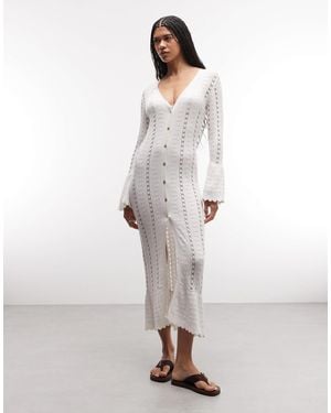 Monki – maxi-strickjacke - Weiß
