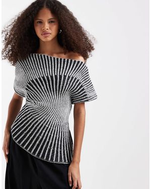 ASOS Knitted Cinched Pleated Top - Blue