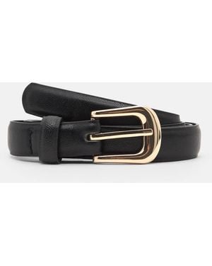 Pull&Bear Cintura Sottile Nera Effetto Pelle - Nero