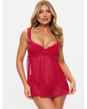 Ann Summers Locked On Love Crotchless Babydoll - Red