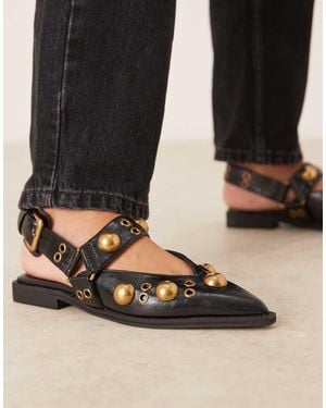 ASOS Luxor Studded Mary Jane Ballets - Black
