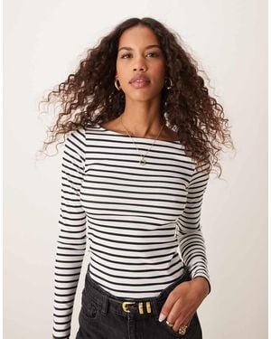 Pimkie Boat Neck Long Sleeve Top - Multicolour