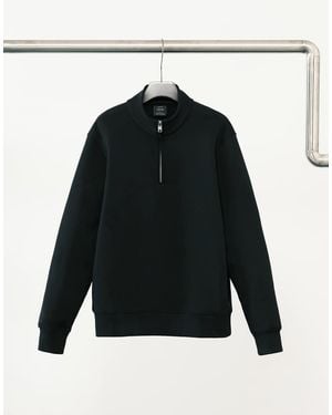 Mango Cotton Mix Quarter Zip Knitted Jumper - Blue