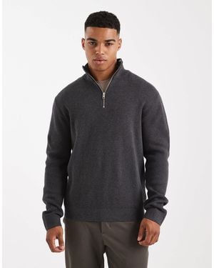 Jack & Jones Premium 1/4 Zip Sweater - Gray