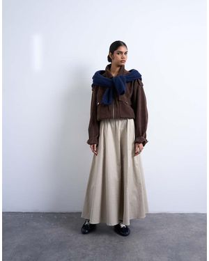 TOPSHOP Heavy Twill Full Circle Midi Skirt - Grey