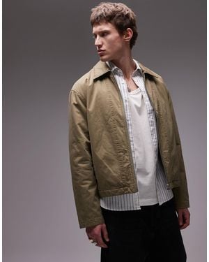 TOPMAN – haarrington-jacke aus twill - Braun
