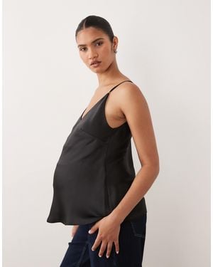 ASOS Asos Design Maternity V Neck Satin Cami - White
