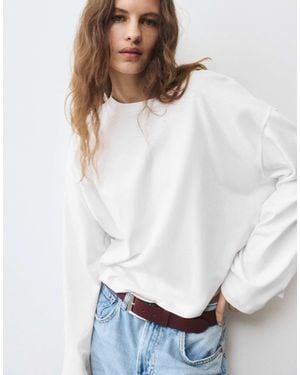 Pull&Bear Boxy-fit langarm-t-shirt - Weiß