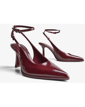 Bershka Heeled Slingback Strap Shoes - Red