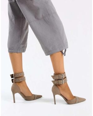 Bershka Multi-buckle Strap Heeled Shoes - Grey