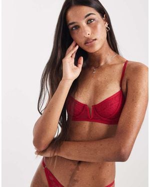Cotton On Remi Lace Balconette Underwire Bra - Red
