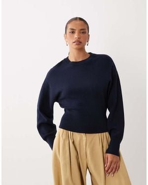 Gina Tricot Cinch Waist Knitted Jumper - Blue