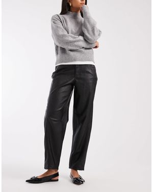 Vero Moda Faux Leather Barrel Leg Trouser - White