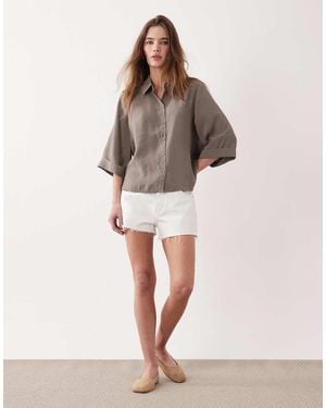Vila Short Sleeve Boxy Cupro Shirt - Natural