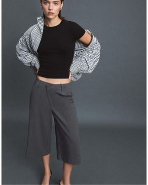 Stradivarius Wide-leg Cross-waist Bermuda Shorts - Grey