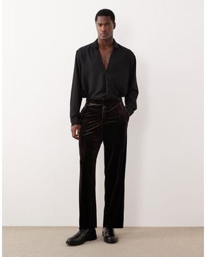ASOS Smart Wide Leg Velvet Trousers - White