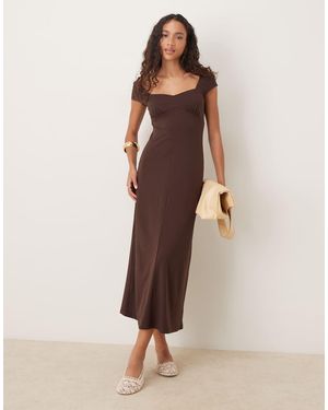 ASOS Cap Sleeve Midi Tea Dress - Natural