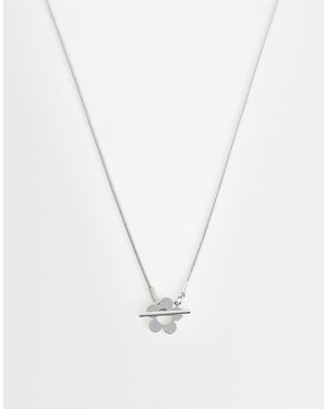 ASOS Collar Corto Con Diseño De Flor Y Barra En Forma De "T" De - Blanco