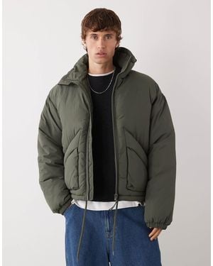 Weekday High Neck Puffer Jacket - Gray