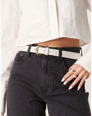 Calvin Klein Cinturón Color Crema Con Hebilla Dorada De -Negro - Gris