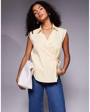 ASOS Sleeveless Diagonal Placket Shirt - Blue