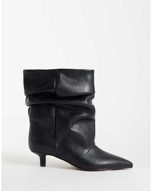 ASOS Rosario Slouch Kitten Heel Boots - Black