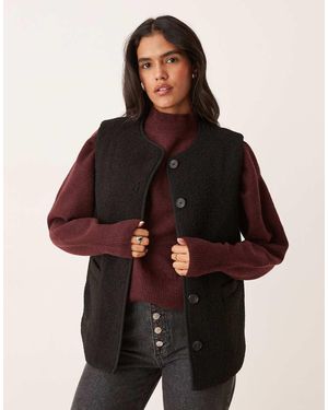 Nobody's Child Button Up Borg Gilet - Black