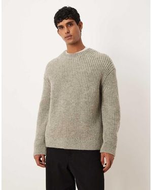 ARKET Chunky Wool Ribbed Crew Neck Jumper - Natural