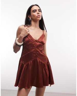 Reclaimed Vintage Cami Sundress With Lace Inserts - Red