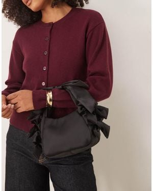 ASOS Satin Grab Clutch Bag With Bow Detail - Purple