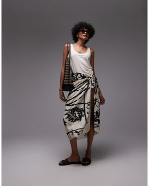 TOPSHOP Pareo Con Estampado Abstracto De -Blanco - Gris