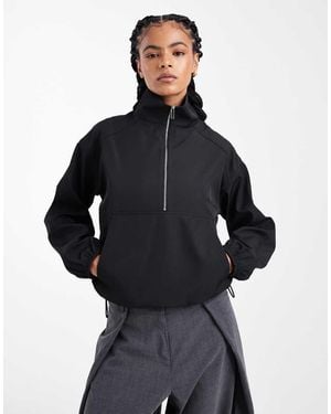 4th & Reckless Exclusive Water Repellent Zip Through Funnel Neck toggle Detail Pullover Jacket - Blue