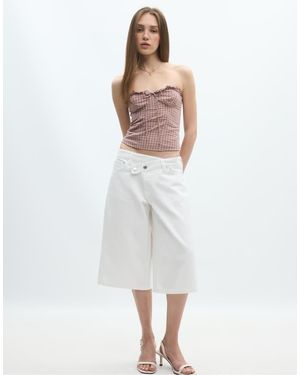 Stradivarius Crossover Waist Jorts - White