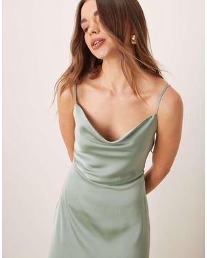 Vila Satin Cowl Neck Maxi Dress - Green