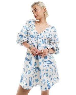 Vero Moda Blouson Sleeve Mini Dress - Blue